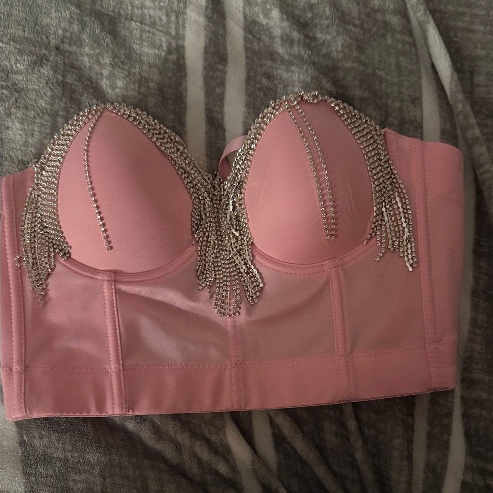 Chic Pink Embellished Women's corset